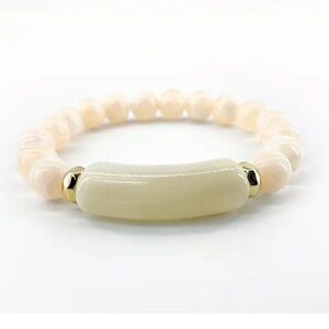Handmade Marbled Beaded Bracelet in Natural Ivory New in Package